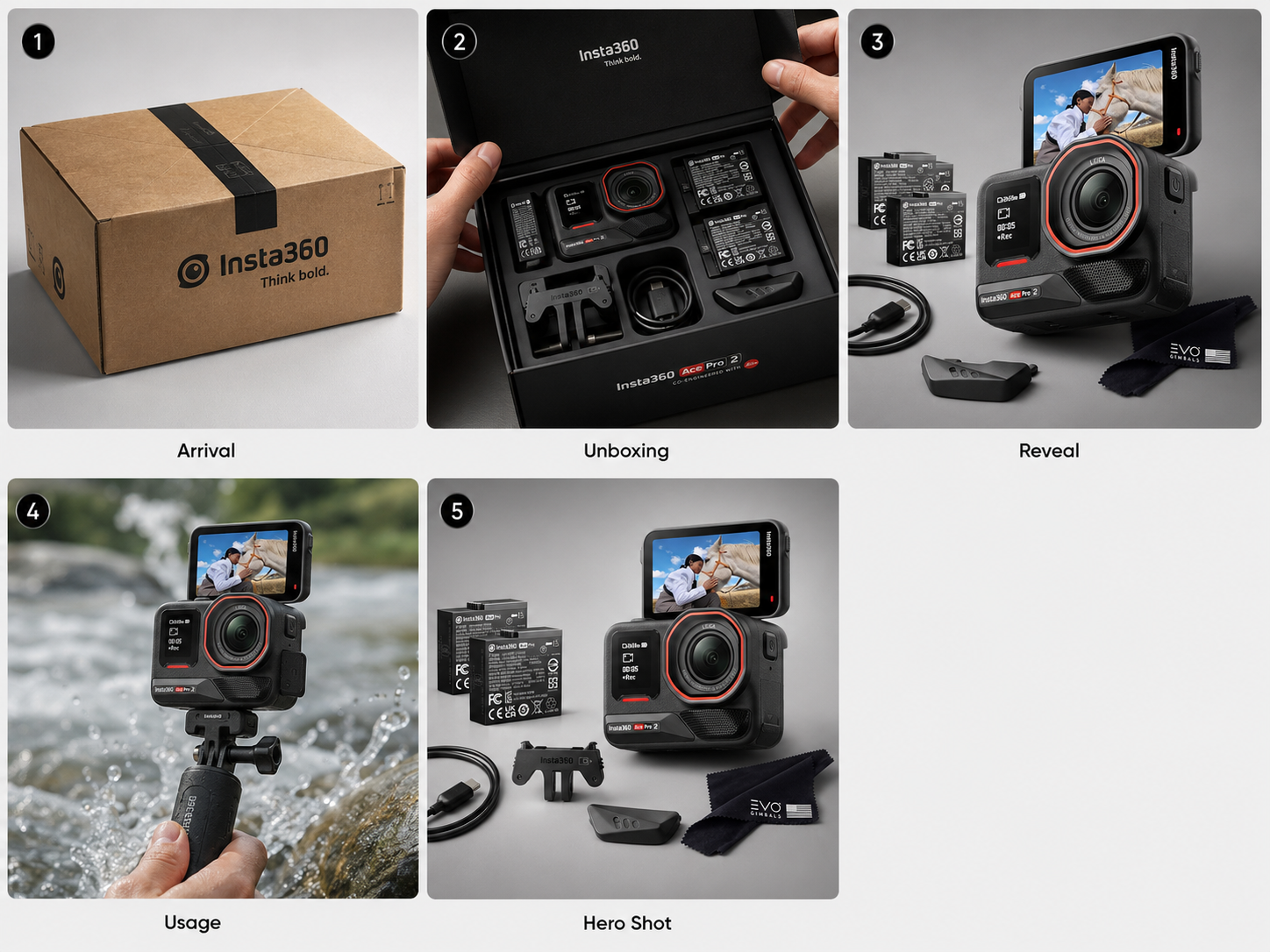 Action Camera Launch — 5-scene storyboard preview